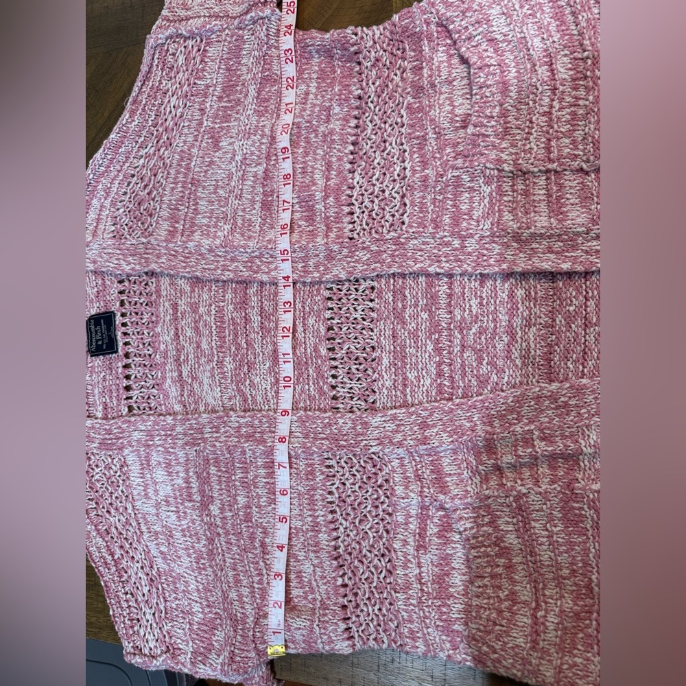 Abercrombie & Fitch Women's Marled Chunky Knit Pink Cardigan With Patch Pockets - Picture 6 of 12